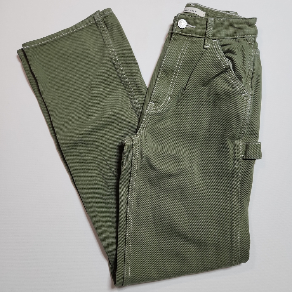PacSun 90’s BF Carpenter Pants Women’s Size 23 Olive Green Utility Workwear